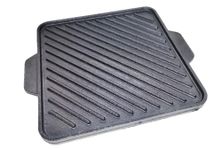 VijayaECart Cast Iron Reversible Grill Griddle Pan 2 in 1 10 inch Pre-Seasoned Healthy Cookware (Square Shape, Black, 3.6 Kg)