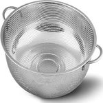 DORATIK Stainless Steel Rice & Vegetables Washing Bowl, Fruits, Vegetables and Grains to Filter Easily in The Kitchen Strainer Drainer with Handle Drain Basin Basket