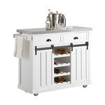 SoBuy Kitchen Storage Trolley Kitchen Cabinet Sideboard Kitchen Island with Stainless Steel Top W116 x D46 x H95cm FKW94-W