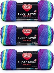 Red Heart Super Saver Yarn, Parrot Stripe 3 Count