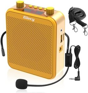 Giecy Voice Amplifier, Giecy 30W 2800mAh Rechargeable Personal Voice Amplifier with Microphone Headset, Portable Speaker for Multiple Locations Classroom, Meetings and Outdoors (G300-Yellow)