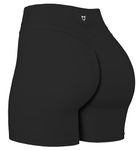 TomTiger Yoga Shorts for Women Tummy Control High Waist Biker Shorts Exercise Workout Butt Lifting Tights Women's Short Pants (Black, M)