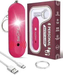 Personal Safety Alarm for Women - Waterproof Rechargeable Security Alarm - 140dB Extra Loud Siren with SOS Strobe Light - Self Defense Keychain for Women Girls Teens Seniors(Cherry)