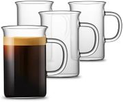 LUXU Glass Coffee Tea Cups(Set of 4)-13 oz,Clear Glass Mugs,Tall Drinking Glasses for Cappuccino,Latte,Espresso,Lead-Free Drinking Glasses Great for Juice,Water,Beer,Milk Hot and Cold Drinks