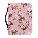 Garronmavis Retro Peony Paintings Men-Bible Cover Vintage Flower Stylish Carrying Bag Floral Arts Church Study Book Carrier - XL