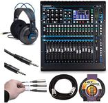 Allen & Heath QU-16C Rack Mountable Compact Digital Mixer, Chrome Edition + Headphones + Stereo Interconnect Cable + Label Kit + 10 ft Cable + Mic Cable - Top Value Mixer Accessory Kit!