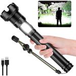 LED Rechargeable Tactical Flashlights 90000 High Lumens, XHP90 Brightest LED Flashlight with 10000mAh Battery, Zoomable, Waterproof, 7Modes, Powerful Handheld Flashlight for Camping, Emergencies use