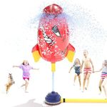 Water Rocket Water Rocket Launcher - Sprinkler for Kids Outdoor Play 9-16 Feet, Spins, Sprinkler for Kids Gift for 3-12 Child Years Old (Red)