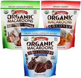 Jennies Organic Coconut Macaroons Variety Pack, 5.25oz | Coconut, Chocolate Drizzle, Double Chocolate Sea Salt | Peanut Free | Dairy Free | Individually Wrapped