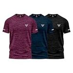 Pack of 3 Mens Workout Short Sleeve T-Shirts Athletic Fit Fast Drying Moisture Wicking Sports Style T-Shirts