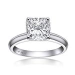 AINUOSHI 3 Carat Cushion/Round/Asscher/Princess Cut Cubic Zirconia CZ Sterling Silver 925 Solitaire Wedding Engagement Ring, Cubic Zirconia,