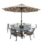 Invezo Center Pole Garden Umbrella for Outdoor with LED light (9 ft dia, Beige) - Solar Led/Outdoor patio pool side terrace waterproof umbrella