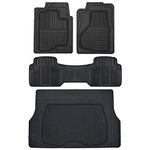 Motor Trend All Weather Semi-Custom Fit Heavy Duty Rubber Floor Mats for Auto Car Truck Van SUV (2 Front, 1 Rear Liner & Trunk Cargo Mat) Black