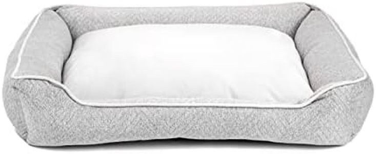 PAWPOURRI Ultra Soft Grey Bolster Pet Bed for Medium to Large Dogs, Cozy Cuddler, Polyfibre Filling |100% Cotton | Breathable & Durable| Removable & Washable Cover| All-Season Comfort (38x30x8, Inch)