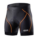 Souke Sports Men's Cycling Underwear Shorts 4D Padded Bike Bicycle MTB Liner Shorts with Anti-Slip Leg Grips (Orange, Medium)