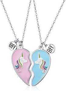 2 Pieces Half Heart Bff Necklace Friendship Necklace for Women Men Friends Birthday Gifts, Metal, No Gemstone