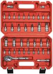 AMM Torx socket set，Tamper-Resistant Torx bit socket T6-T60，3/8" Drive Ratchet handle with 3/8"to 1/4"and 3/8"to 1/2"socket adapter set，3/8"extension，Professional Grade Auto & Motorcycle Mechanic Set