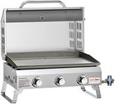 ONLYFIRE GRILLS Flat Top Gas Griddle with Lid, Tabletop 3-Burner Propane Gas Griddle, Portable Stove for Outdoor Cooking, BBQ Gas Grill for Patio Barbecue Camping RV Tailgating, Stainless Steel GS309