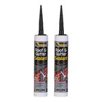 Everbuild 2 X Roof & Gutter Sealant Black 310ml EVBROOFBL