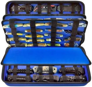 GWCASE Display Case for 66+ Pocket Knives. Folding Holder, Butterfly Storage Organizer, Roll Collection Pouch Carrier Bag for Survival Tactical Outdoor for EDC Mini Knife -Blue