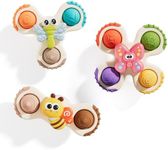 ALASOU 3PCS Pop Suction Cup Spinner Sensory Airplane Travel Toys for 1 Year Old Boy Girl Infant Toddlers|Novelty Spinning Tops 12 18 Months|1 2 Year Old Boy Birthday Gift|Baby Bath Toy Kids Ages 1-3