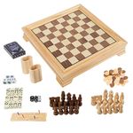 Trademark Games 12-2072 Deluxe 7-In-1 Game Set Chess Backgammon Etc Brown