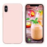 iPhone Xs Case iPhone X Case Liquid Silicone, GUAGUA Soft Gel Rubber Slim Lightweight Microfiber Lining Cushion Texture Cover Shockproof Protective Anti-Scratch Phone Cases for iPhone Xs/X Pink