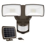 LEPOWER Solar Security Lights Outdoor, 1000 LM Solar Motion Sensor Light Outdoor, 2 Head Solar Powered Flood Lights, 5500 K, IP65 Waterproof Outdoor Solar Flood Lights for Backyard(Brown)