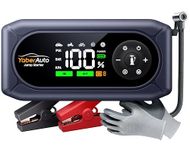9-in-1Jump Starter Power Pack 4500A with 150PSI Air Compressor, YaberAuto Car Battery Booster Jump Starter for 9L Gas/8L Diesel, Car Starter Power Bank with Jump leads, Gloves, Lights