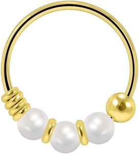 Gioielli per Piercing al Naso con Anello per Naso 22 Cerchio per Calibro Triplo in Oro Giallo Massiccio 9K