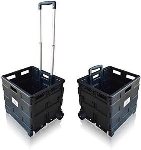 Pack and Go Folding Shopping Trolley, With Wheels, Capacity 40kg, Good for Shopping, Camping, Fishing, Festival, Cart, Trolley, Optional Lid (Black Trolley) – Sun Leisure®