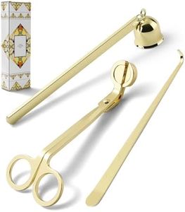 3 in 1 Candle Accessory Set, Candle Wick Trimmer Cutter, Candle Snuffer, Candle Wick Dipper in Gift Package for Candle Aromatherapy Lovers(3PCS Gold)