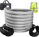 7/8'' x 20ft Heavy Duty Kinetic Recovery Rope, Breaking Strength 25,200 lbs, Stretchable Silver Nylon Tow Ropes for Trucks, SUV, Jeep & Off-Road Vehicle Recovery