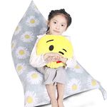 Kids Bean Bag Cover Only, Stuffed Animal Bean Bag Storage, Large Bean Bag Chair for Teens, 132cm * 79cm Beanbag Chair Cover Without Filling, Inflatable Soft Toy Storage, Daisy