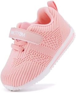BMCiTYBM Baby Walking Shoes Boy Girl Tennis Sneakers Breathable Infant First Walker Shoes 6 9 12 18 24 Months Pink Size 18-24 Months Toddler