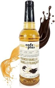 CafePlus Sugar Free Coffee Syrup – French Vanilla Syrup for Coffee – Zero Calorie Sugar Free – Low Carb Flavoring for Drinks, Pancakes & Waffles, 25.4 fl oz