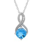 Swiss Blue Topaz and Diamond Pendant-Necklace in Sterling Silver (1 3/4ct tgw)