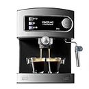 Cecotec Cafetera Express Manual Power Espresso 20. 850W, Presión 20 Bares, Depósito de 1,6L, Brazo Doble Salida, Vaporizador, Superficie Calientatazas, Acabados en Acero Inoxidable
