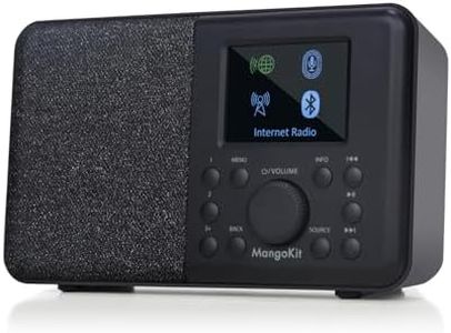 MangoKit SR10 Internet Radio,WIFI Radio,Podcast Player, Bluetooth Speaker, Smart Radio, Portable FM Radio, Mains and Battery Powered Radio, Color Display,Dual Alarms, Presets,App Control Support-Black