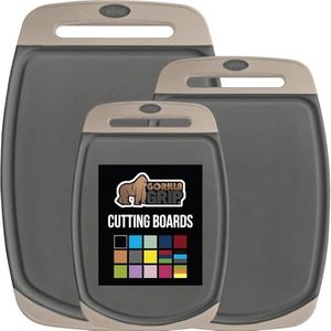 The Original GORILLA GRIP Oversized 100% BPA Free Reversible Durable Kitchen Cutting Board Set of 3, Juice Grooves, Dishwasher Safe, Easy Grip Handle Border, Food Chopping Boards, Cooking