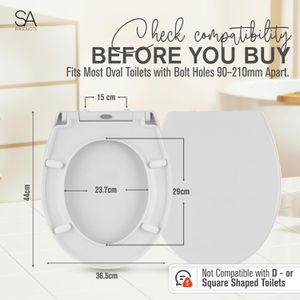 SA Products Quick Release Toilet Seat – White, Easy Clean