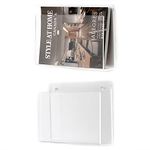 XOHYW 2 Pcs Magazine Holder, Wall Mount Clear Acrylic Magazine Rack, Organizer Folder, Bookshelf, File Storage Rack for Waiting Room, Living Room, Office, Home Display