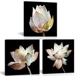 VVOVV Wall Decor Lotus Flower Canvas Wall Art Starry Universe Space Picture Bathroom Decor Flower Painting Framed Creative Painting Artwork Bedroom Decor 12x12inchx3Panel