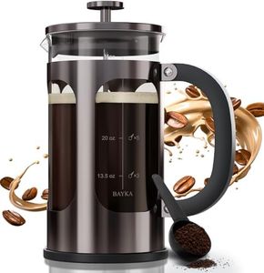 BAYKA 34 Ounce 1 Liter French Press Coffee Maker, Heat Resistant Thickened Borosilicate Glass Stainless Steel Brewer, Cold Brew Cafetera Teapot for Kitchen Travel Camping, Dark Pewter