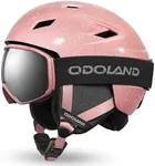 Odoland Ski Helmet and Goggles Set, Snowboard Helmet Glasses for Men, Women & Youth - Shockproof/Windproof Gear for Skiing, Snowboarding, Snowmobile Starry Pink,M