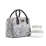 Fit & Fresh Lunch Bag for Women, Insulated Womens Lunch Bag for Work, Leakproof & Stain-Resistant Large Lunch Box for Women with Containers, Zipper Closure Bloomington Bag Luxe Cheetah