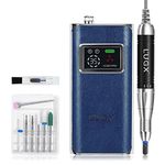 L'UGX Professional Nail Drill, 35000RPM Rechargeable Nail Efile, Portable Electric Nail File Machine for Acrylic, Gel Nails, Manicure Pedicure for Home Salon Use (Klein Blue)