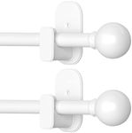 TKZTKZ Curtain Rods No Drilling for Windows 2 Pack:No Drill Small White Curtain Rod with Adhesive Brackets for Bedroom,5/8" Apartment Renter Friendly Adjustable Drapery Rods 36-88" Easy Install