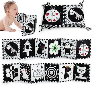 Cawgug Black and White High Contrast Soft Book for Babies 0-12 Months - Early Education Infant Tummy Time and Sensory Toys, Montessori Cloth Book Activities