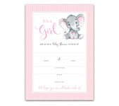 IT’S A GIRL! — Girl Elephant BABY SHOWER INVITATIONS— Pack of 25 — PINK Peanut Baby Shower Blank Fill-in INVITES, Chic, Unique, PINK Baby GIRL Sprinkle Invites, DIY Invites Polka Dot SKU I500-INV1